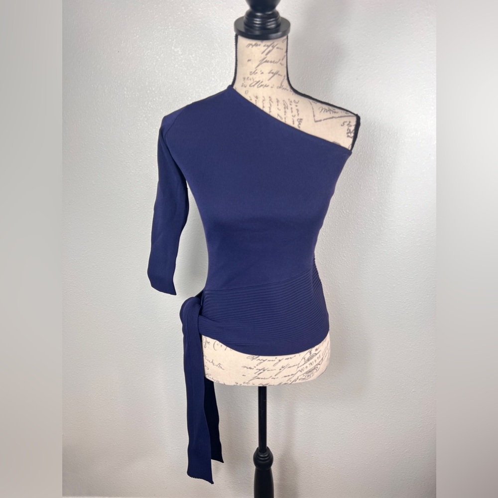 Gracia One Shoulder Silky Knit Side Waist Belt Size S